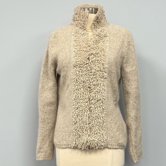 Country Shop Lambswool & Rabbit Cardigan Sweater Vintage Women’s Medium Oatmeal - Picture 1 of 7
